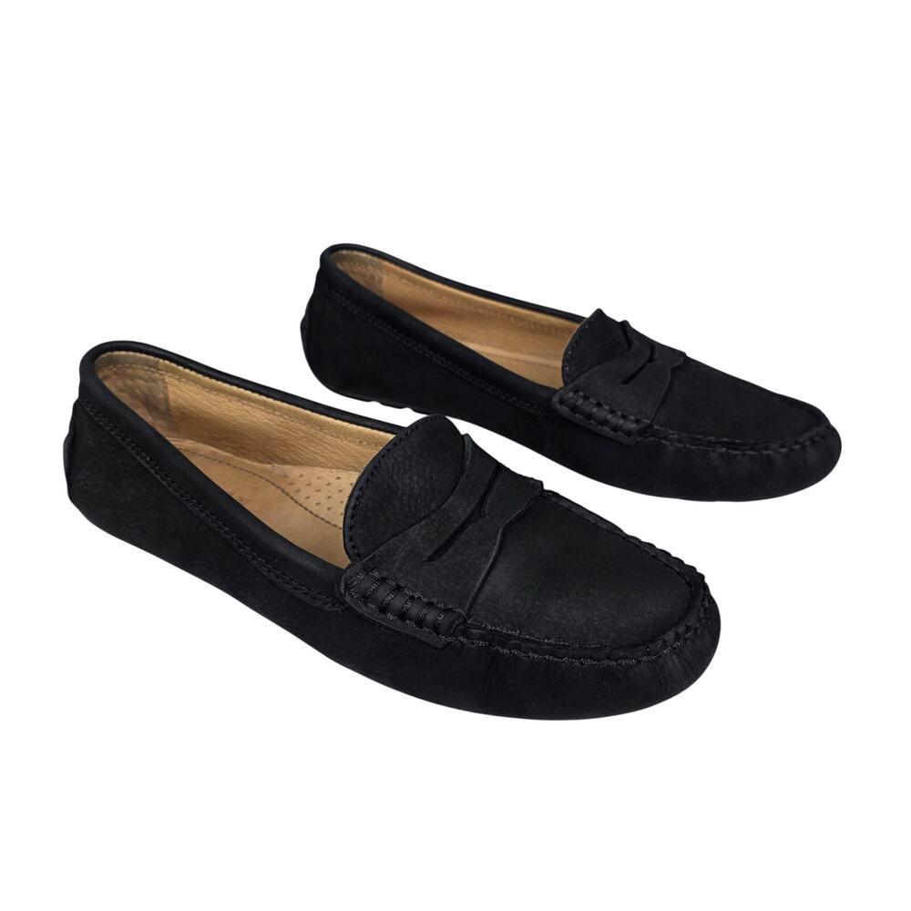 LAUREN RALPH LAUREN “CAMILA” SUEDE LEATHER LOAFERS – BLACK – WOMEN’S 6.5B